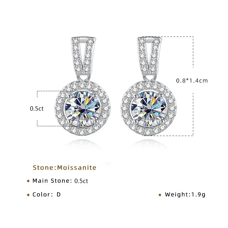 2Ct Moissanite Necklace Earrings Set Sterling Silver 925 Wedding Jewelry