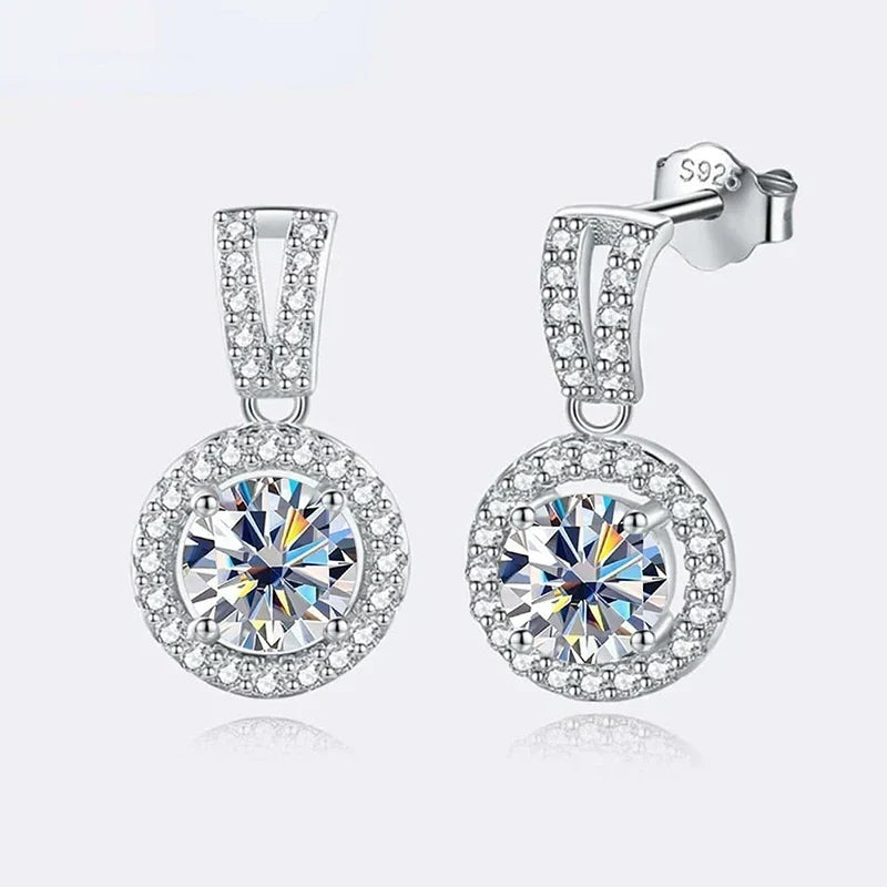 2Ct Moissanite Necklace Earrings Set Sterling Silver 925 Wedding Jewelry