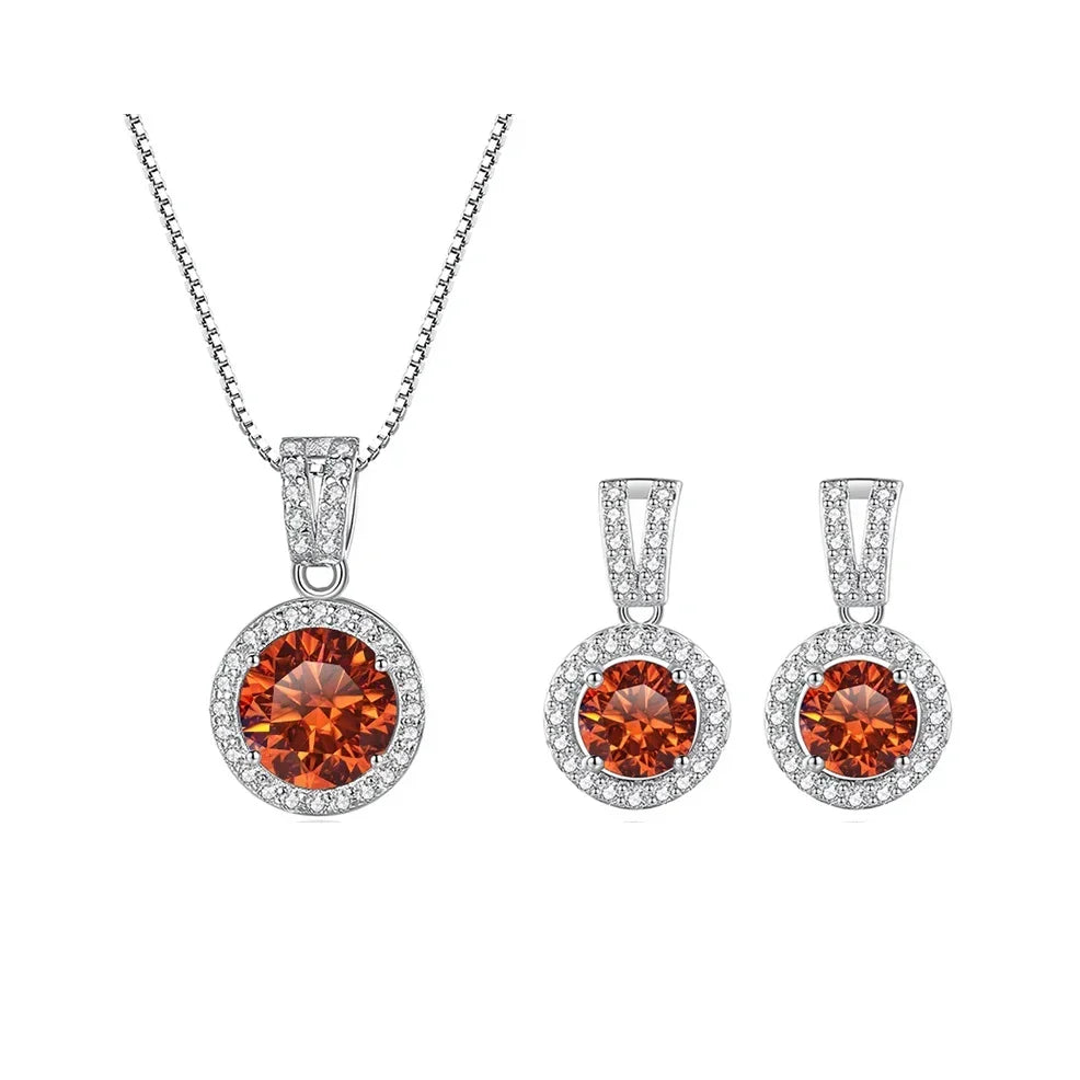 2Ct Moissanite Necklace Earrings Set Sterling Silver 925 Wedding Jewelry
