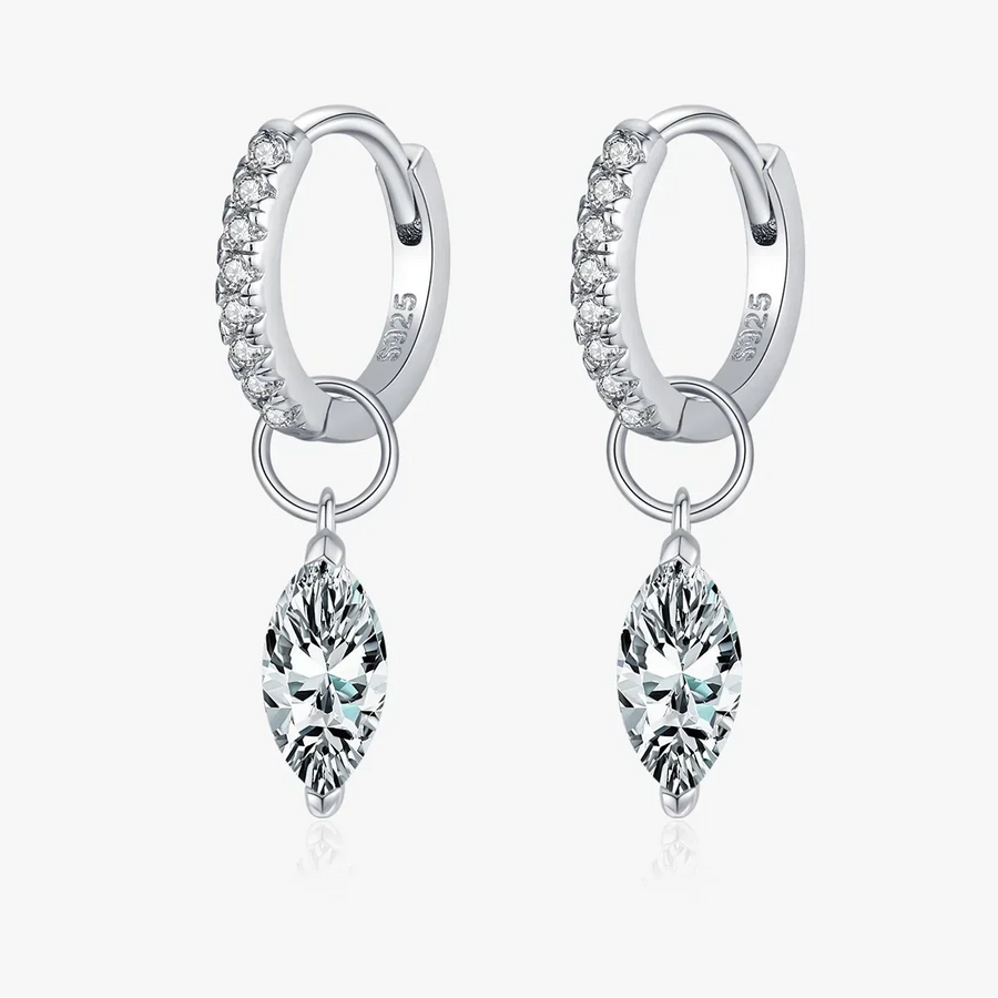 Moissanite 925 Sterling Silver Geometric Hoop Earrings For Women Fine Jewelry