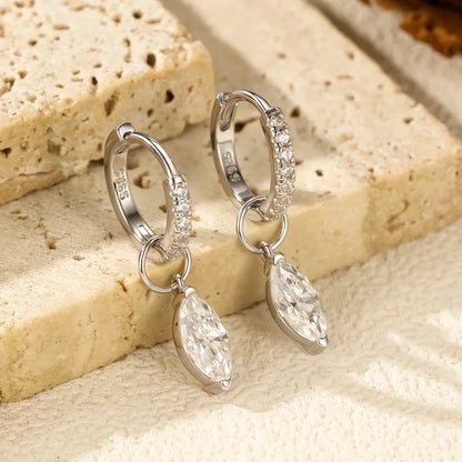 Moissanite 925 Sterling Silver Geometric Hoop Earrings For Women Fine Jewelry