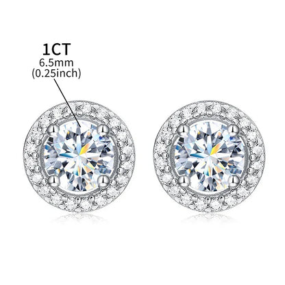 Moissanite Diamond Stud Earrings 925 Sterling Silver Round Halo Wedding Jewelry